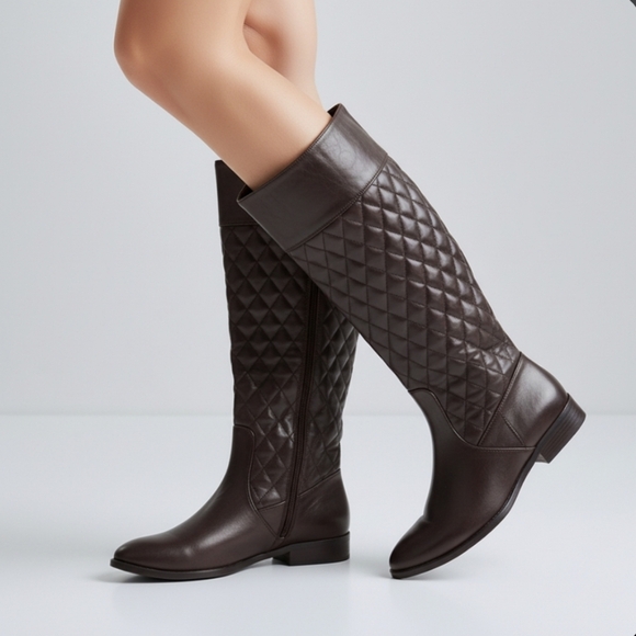 Bass Shoes - Bass Black Quilted Knee High Boots Size 6.5M